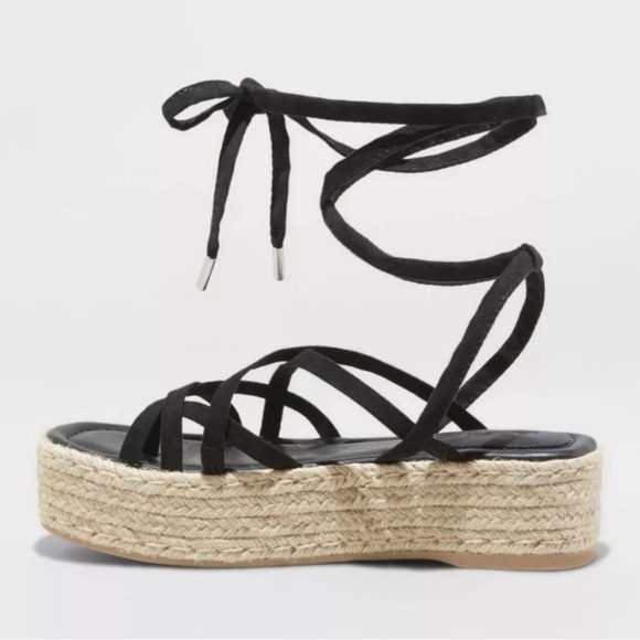 Women's Donny Wedge Heel Lace Up Sandals - Universal Thread - Black - 10 - Picture 2 of 7